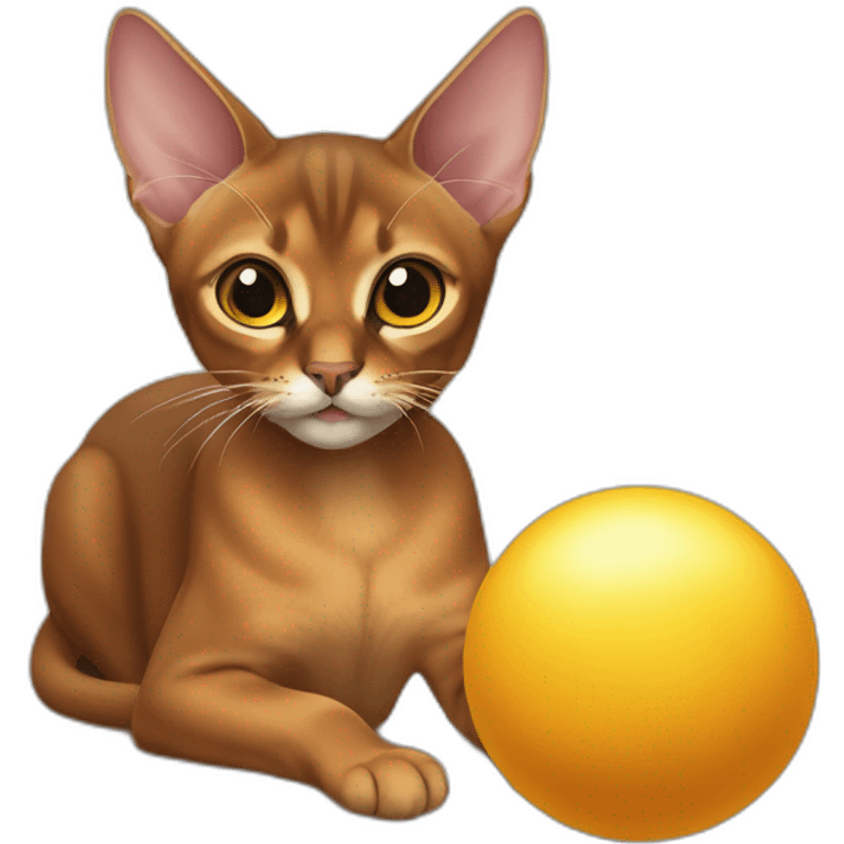 Abyssinian cat play with a small fur ball emoji