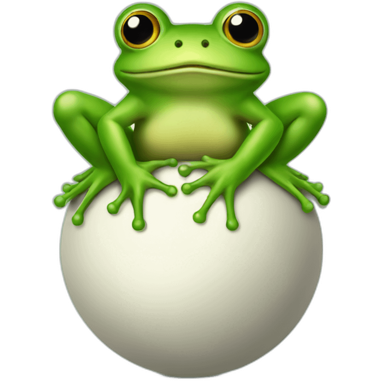 Frog sitting on top of 2 balls emoji