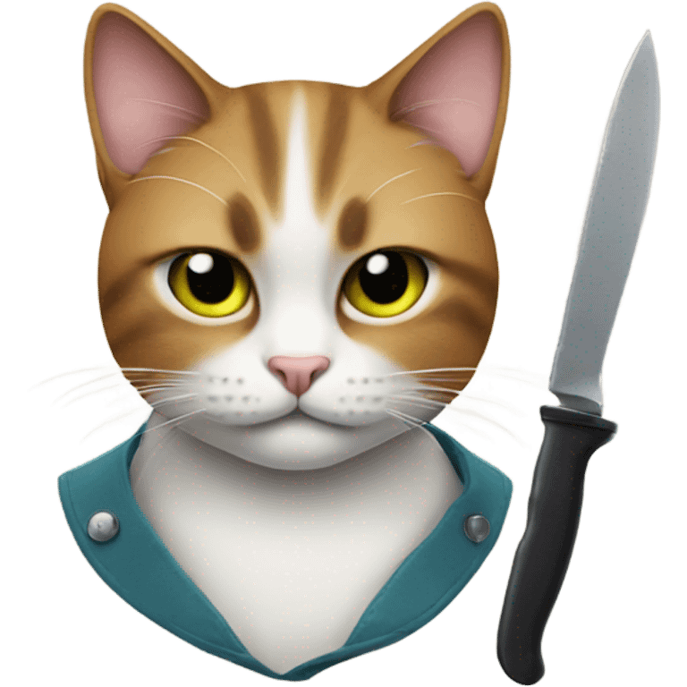 Cat with an eye patch and knife emoji