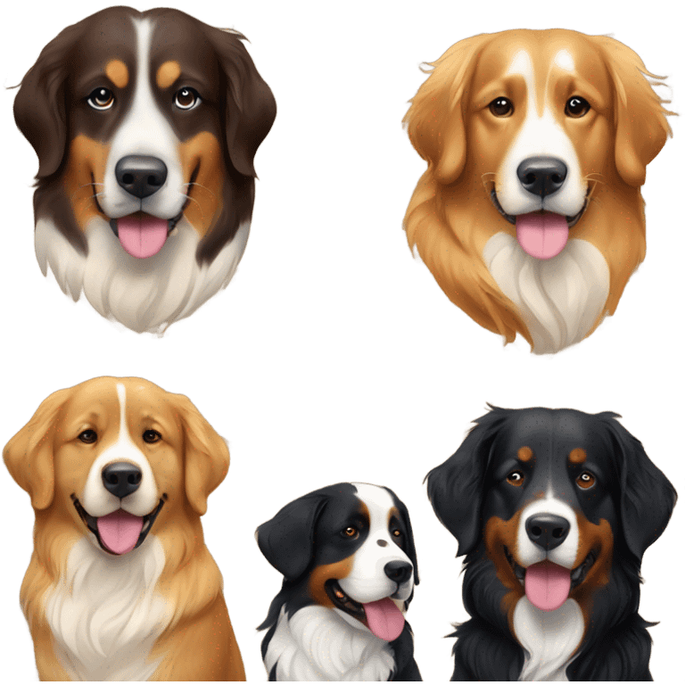 golden retriever and Bernese mountain dog emoji