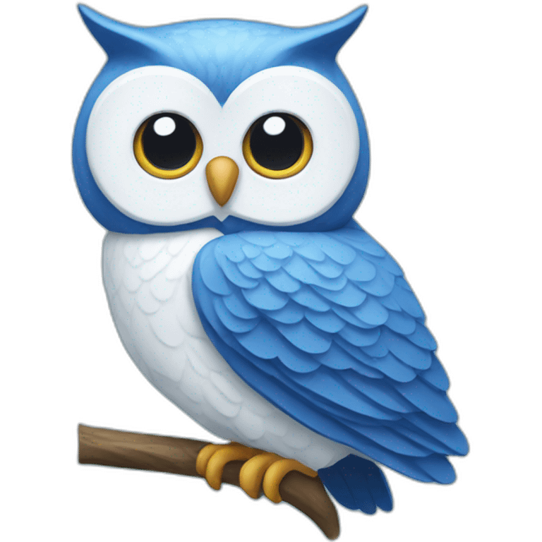 Blue and white owl emoji