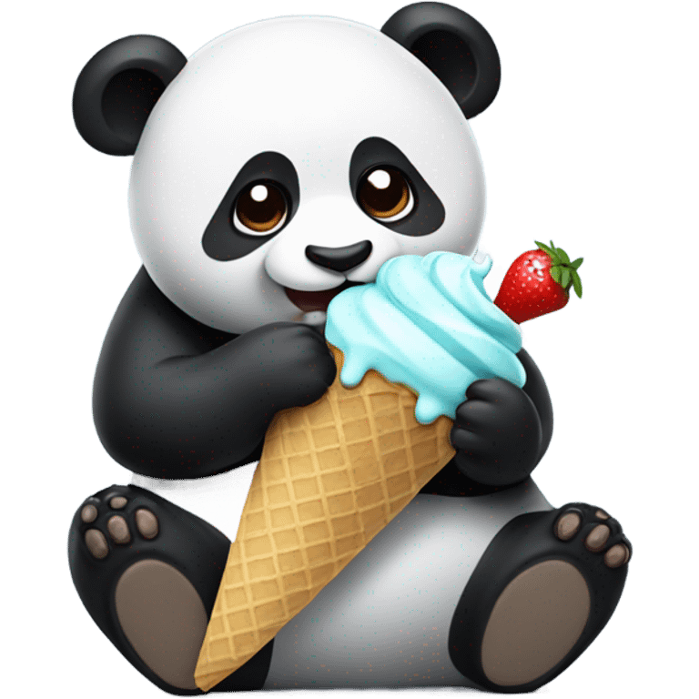 Panda eating ice cream emoji