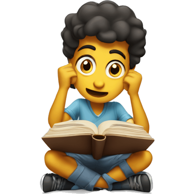 Puzzled student scratching head while reading a book emoji