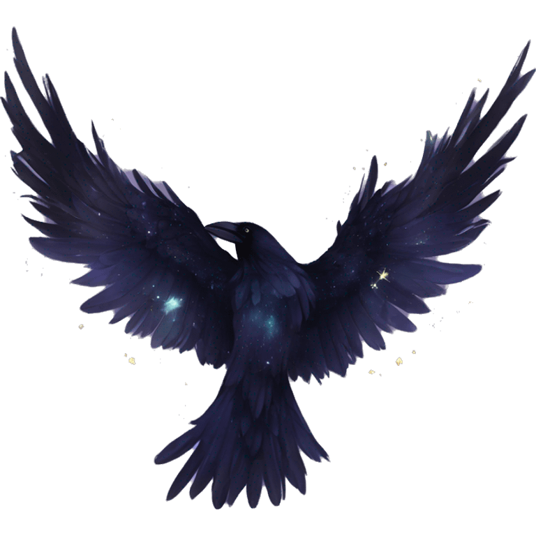 Black Raven wings bohemian Ethereal galaxy constellation girl angel raven wings black wings, gold arrow, nebula, flower crown, fairy lights, iridescent emoji