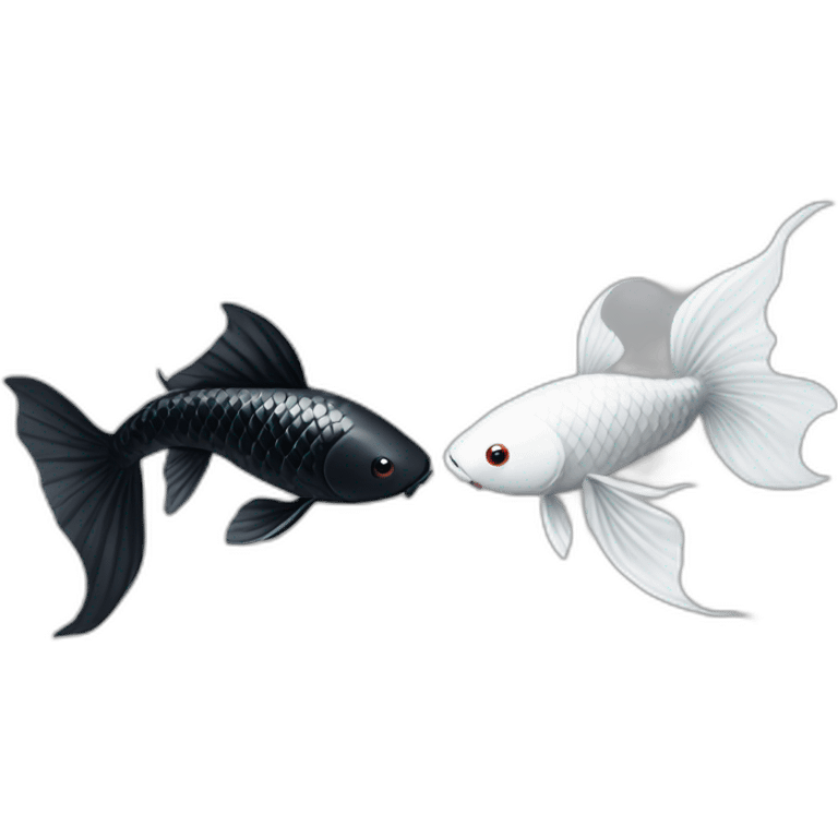 black koi fish and white koi fish circulating each other emoji