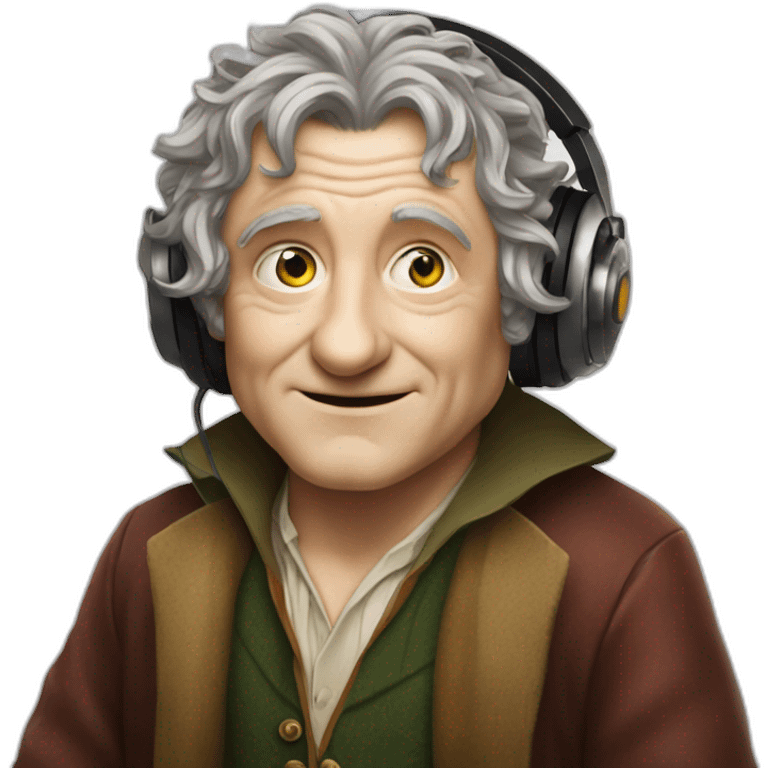 Hobbit bilbo behind DJ decks emoji