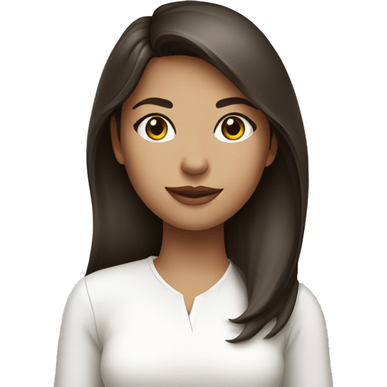 Brunette girl in white outfit  emoji