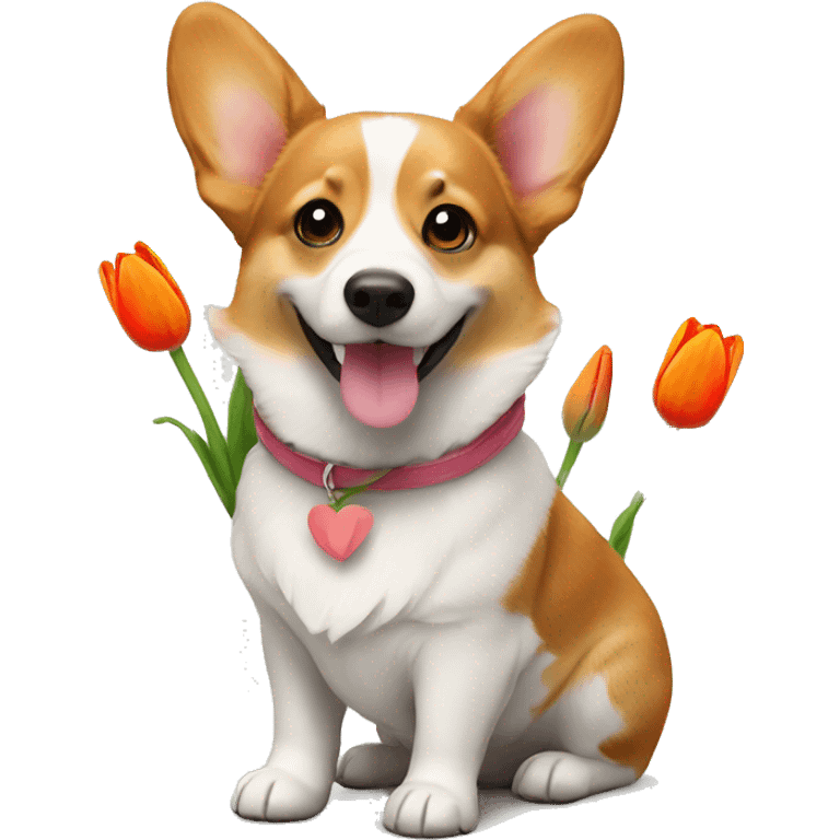 corgi with tulip emoji