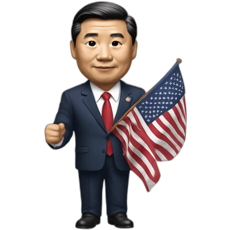 President Xi holding a usa flag emoji