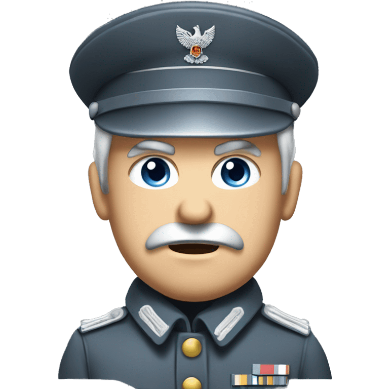 german soldier, angry, ww2, grey hair, blue eyes, captain hat, grey uniform emoji