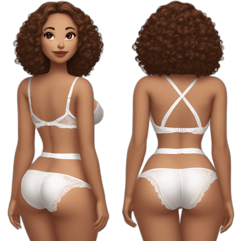 Full body Caucasian curvy cэbeauty white lingerie back and front views emoji