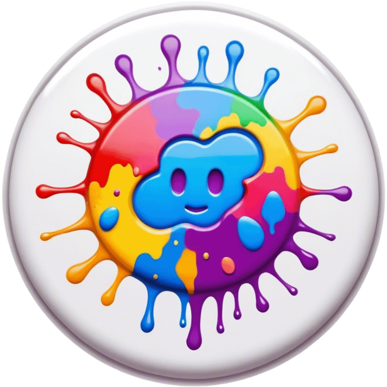 colorful psychedelic style button with paint splatter and beveled edges emoji