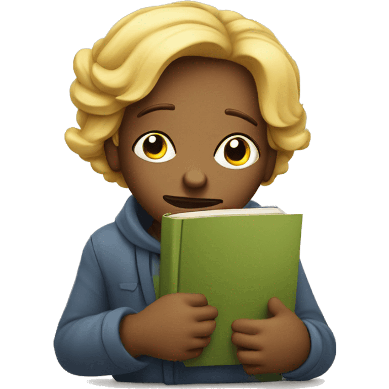 bored demotivated book worm young student emoji