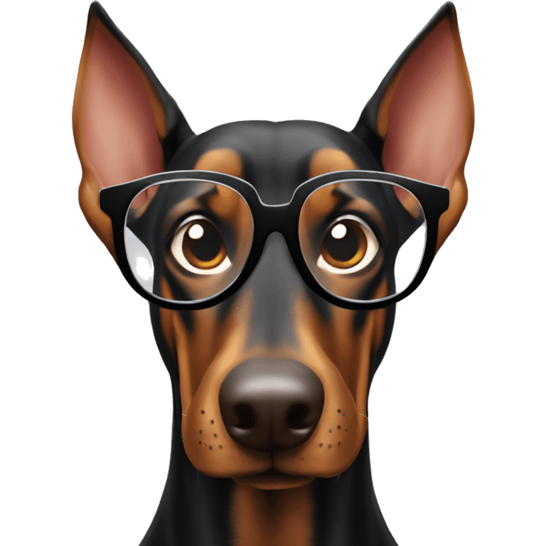 happy doberman with glasses  emoji