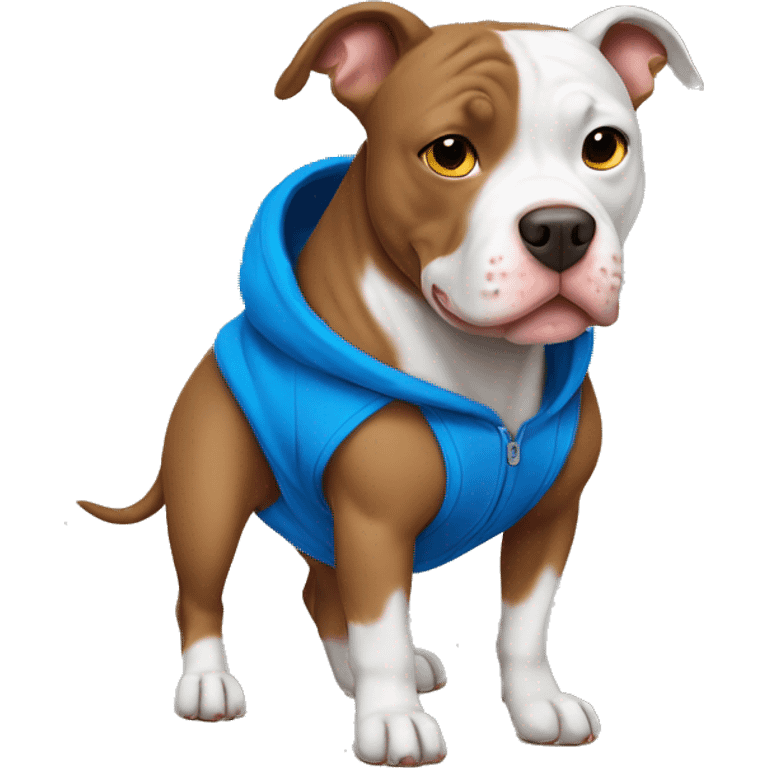 Pitbull dog wearing a blue hoodie emoji