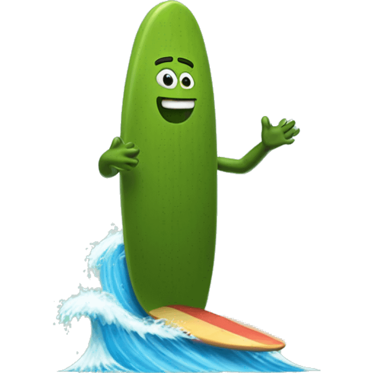 Pickle riding a surfboard on a wave  emoji