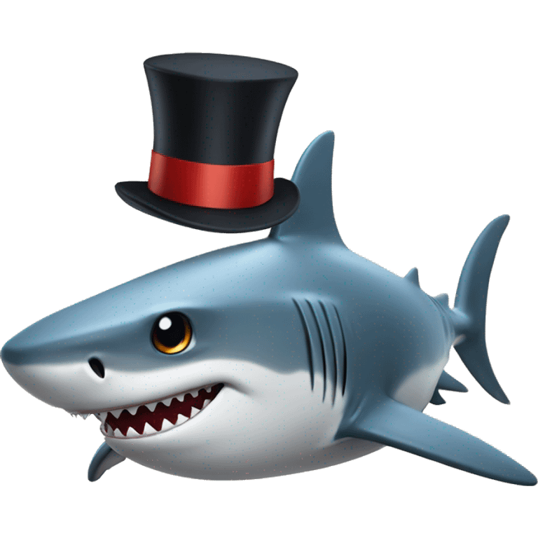 Shark with a top hat emoji