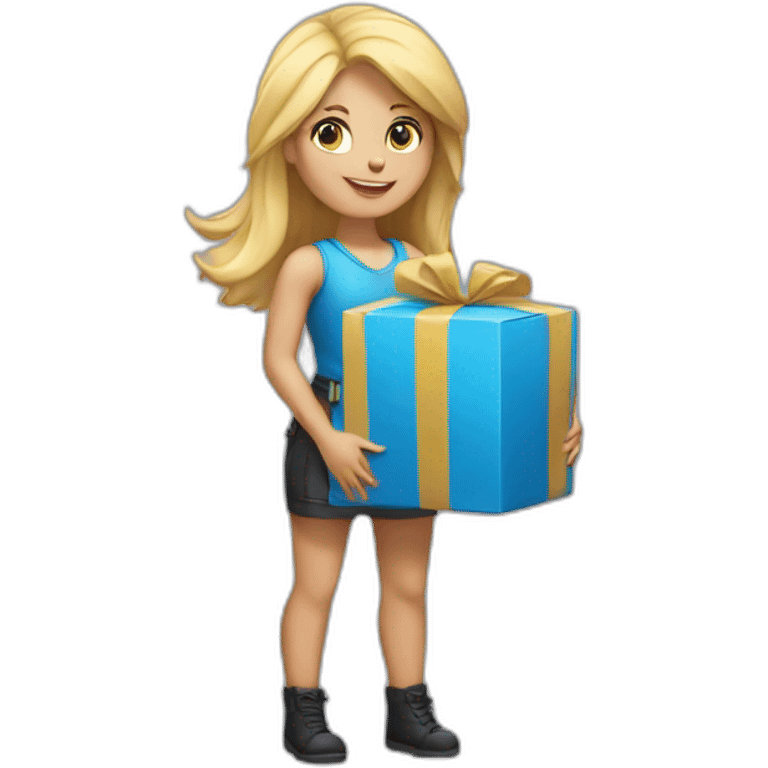 Blond hair Delivery girl holding a package  emoji