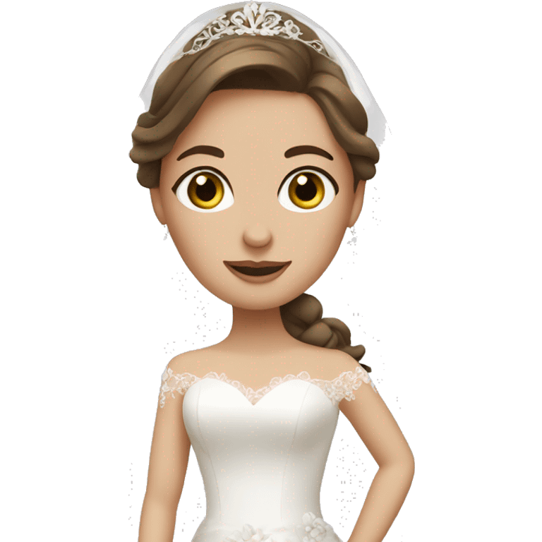 bride with brown hair, greenish-brown eyes emoji