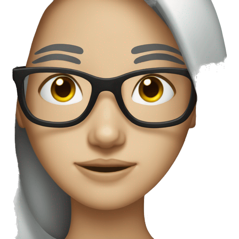 girl dark long hair white skin glasses emoji