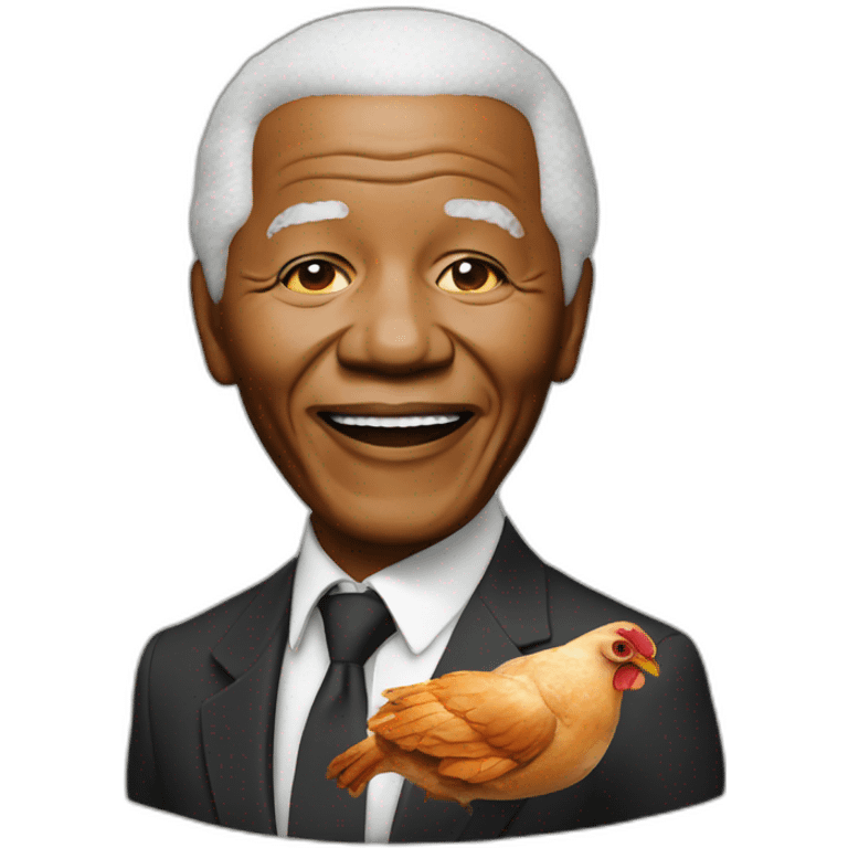 Nelson Mandela with a whole roast chicken in his mouth emoji