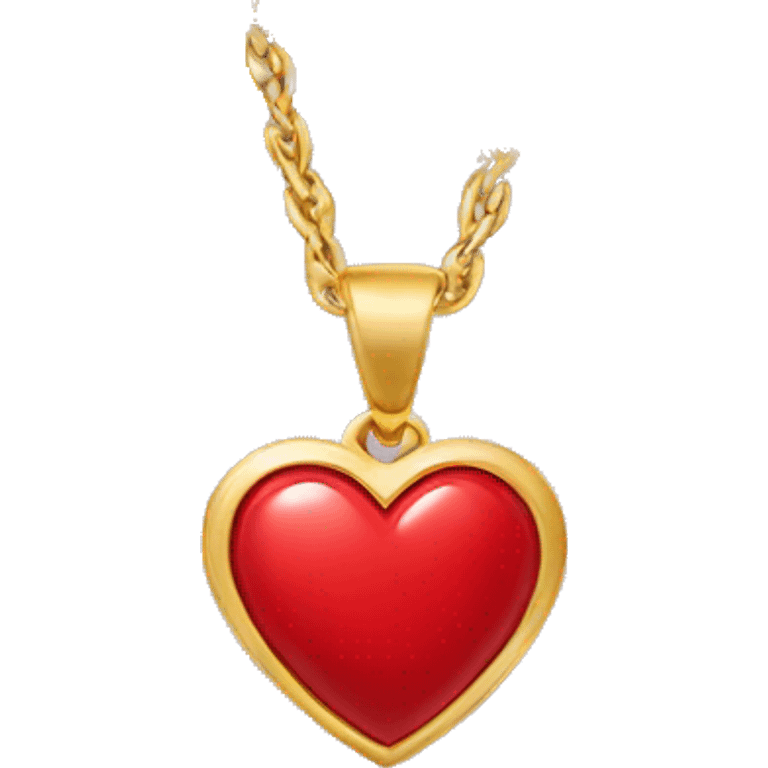 Gold necklace with red heart pendant emoji