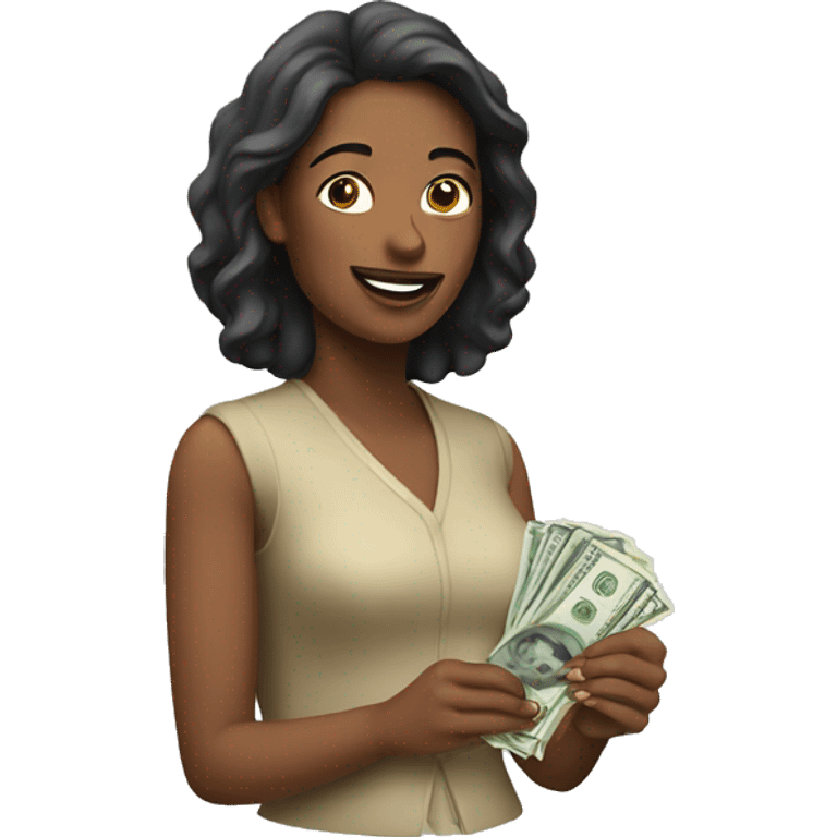 a woman with money emoji