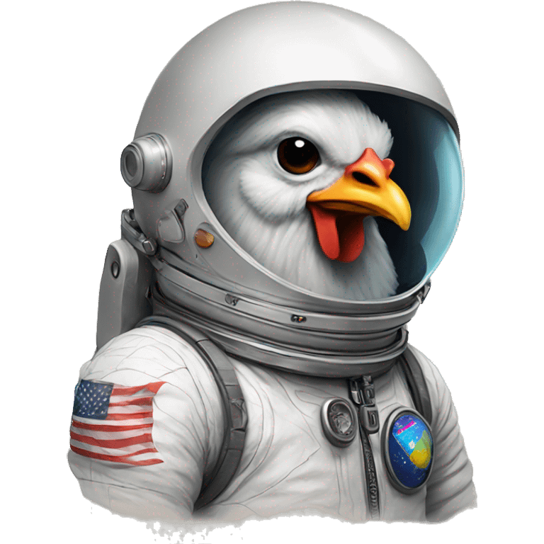 sketched chicken astronaut emoji