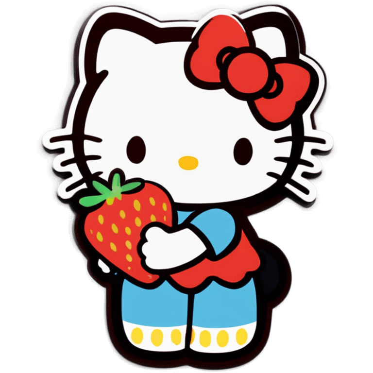 Hello kitty holding a strawberry emoji