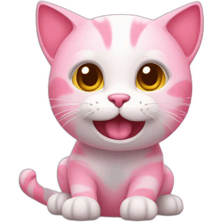 pink cat with pulse heart animation emoji