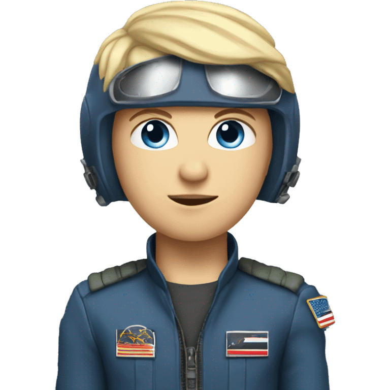 white kid with blue eyes and short blonde hair fighter pilot helmet emoji