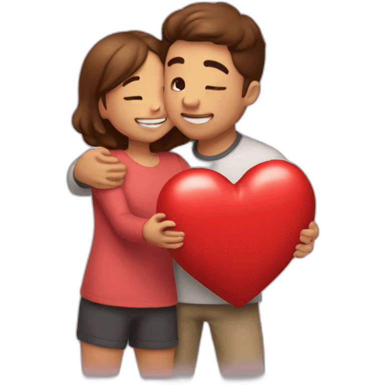 Hug with red heart besties emoji