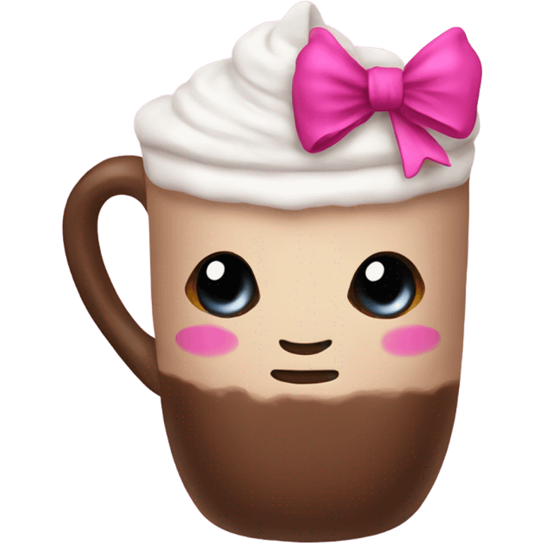 Hot coco with a pink bow emoji