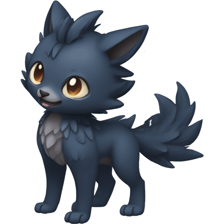 Cute cool fantasy dark-themed animal hybrid Fakemon full body emoji