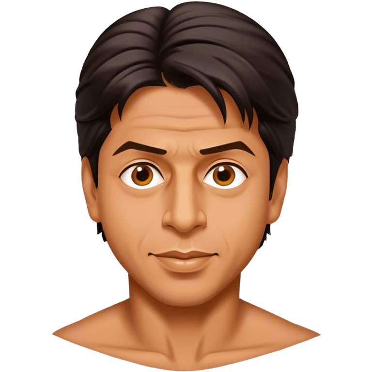 Cinematic Realistic Shah Rukh Khan Pop Culture Emoji, showcasing the charismatic charm of the Bollywood superstar rendered with lifelike detail and captivating lighting. emoji