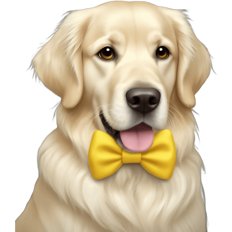 English cream golden retriever with yellow bow emoji