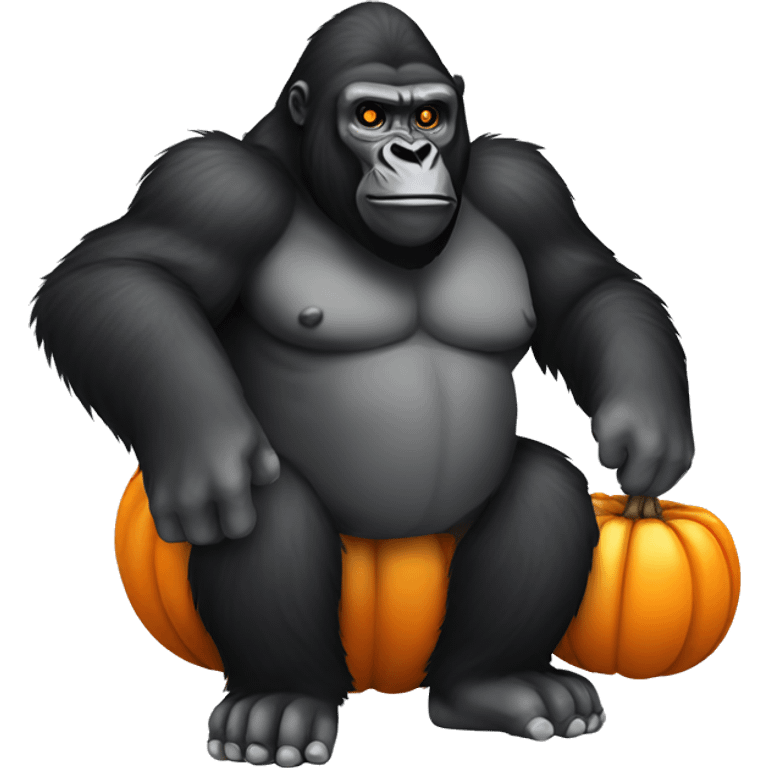 gorilla with pumpkin emoji