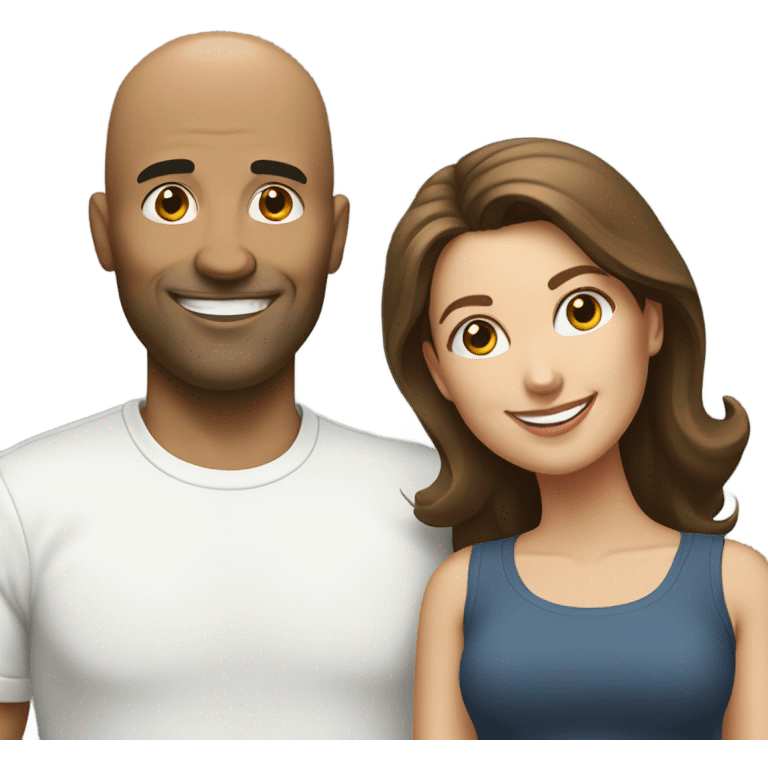 Bald Hispanic man and brunette white woman best friend  emoji