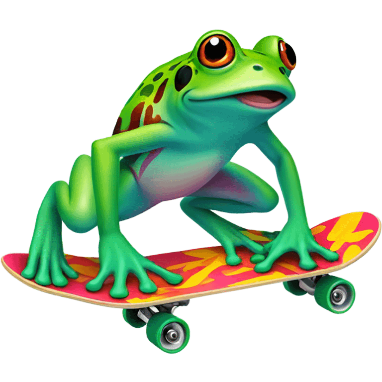 Frog jumping on a skateboard emoji