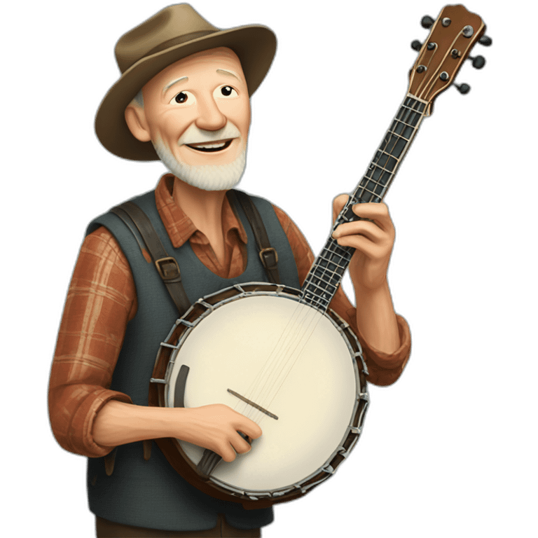 middle aged pete seeger playing a banjo emoji