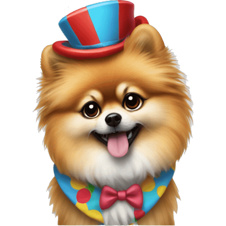 Pomeranian with clown outfit emoji