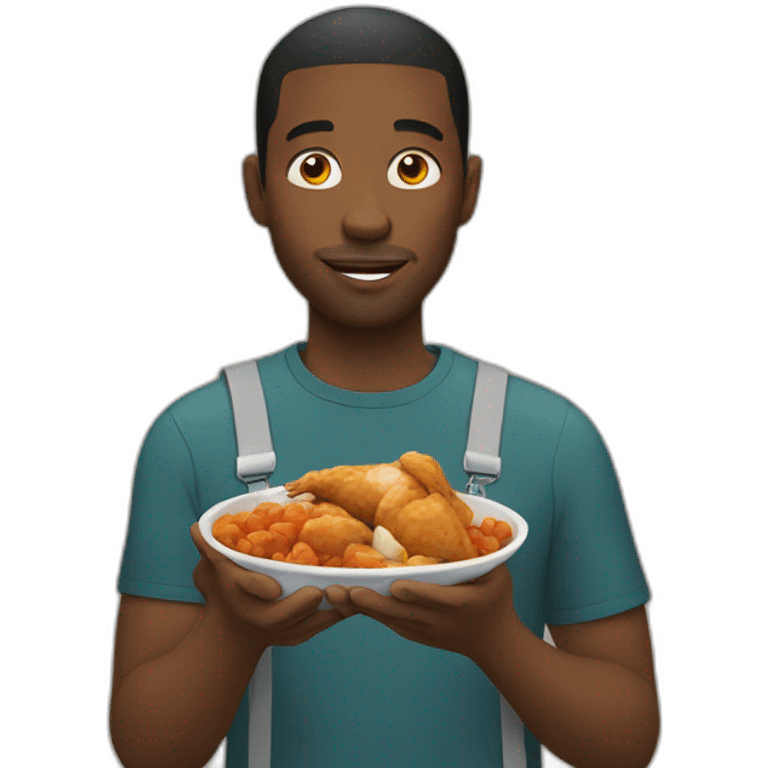 black man eating chicken emoji