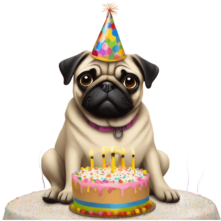 festive pug birthday emoji