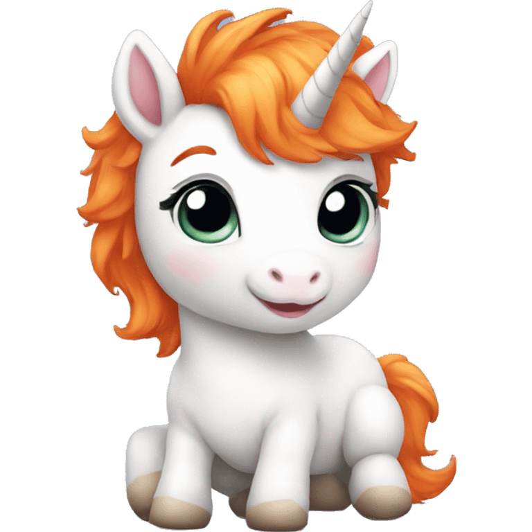 Baby unicorn with orange hair emoji