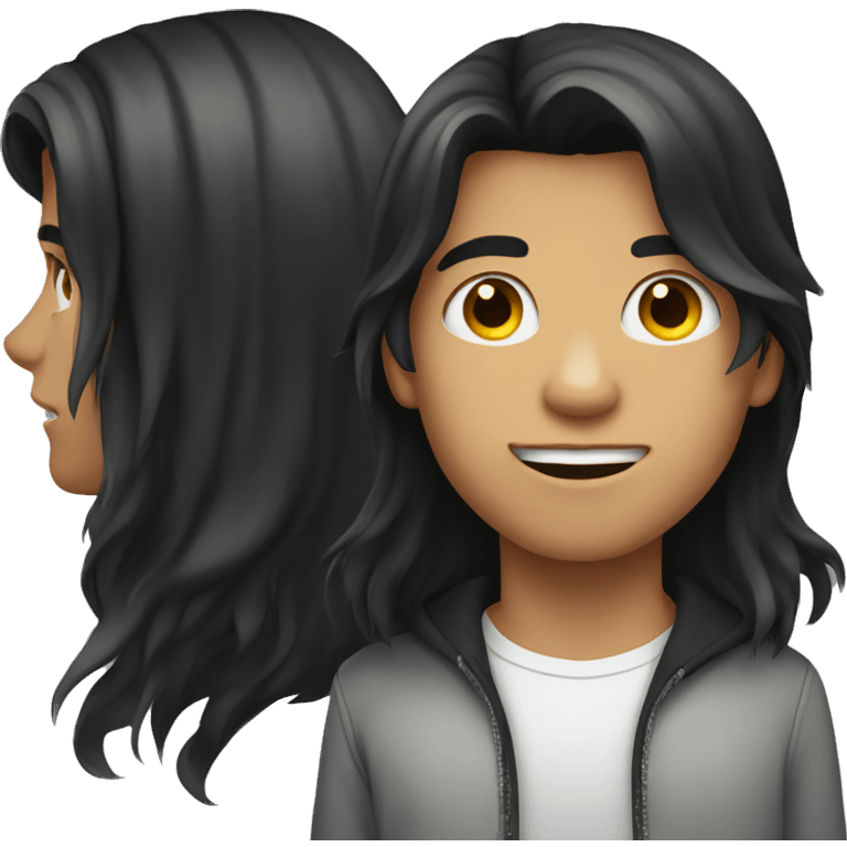 Long hair teenager boy, dark hair emoji