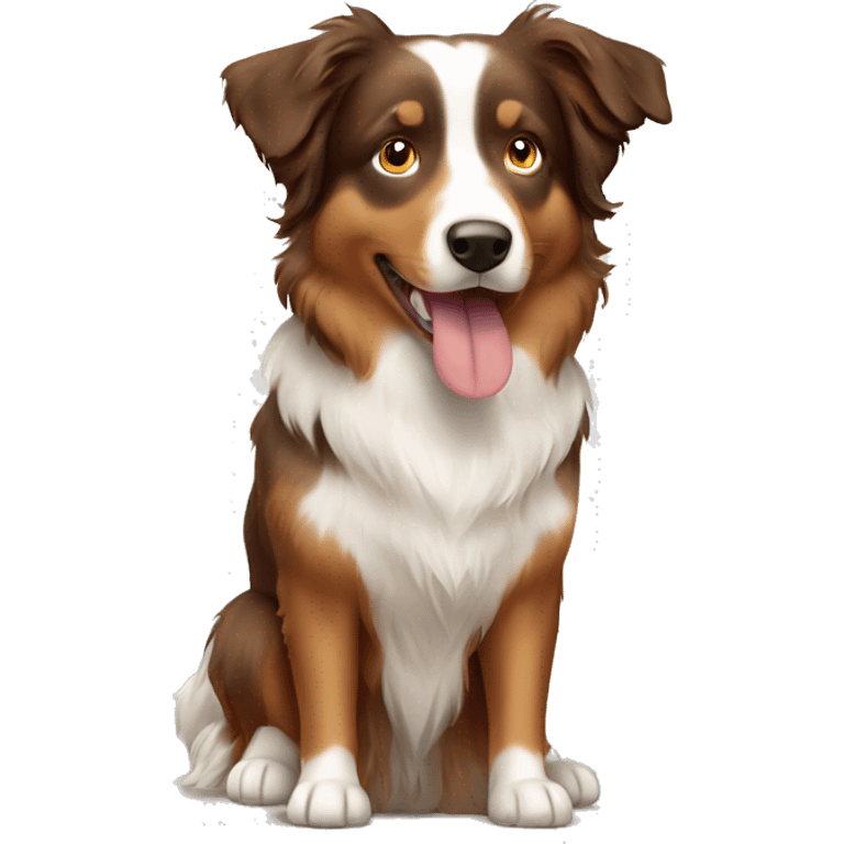 Brown tan and white Australian shepherd  emoji