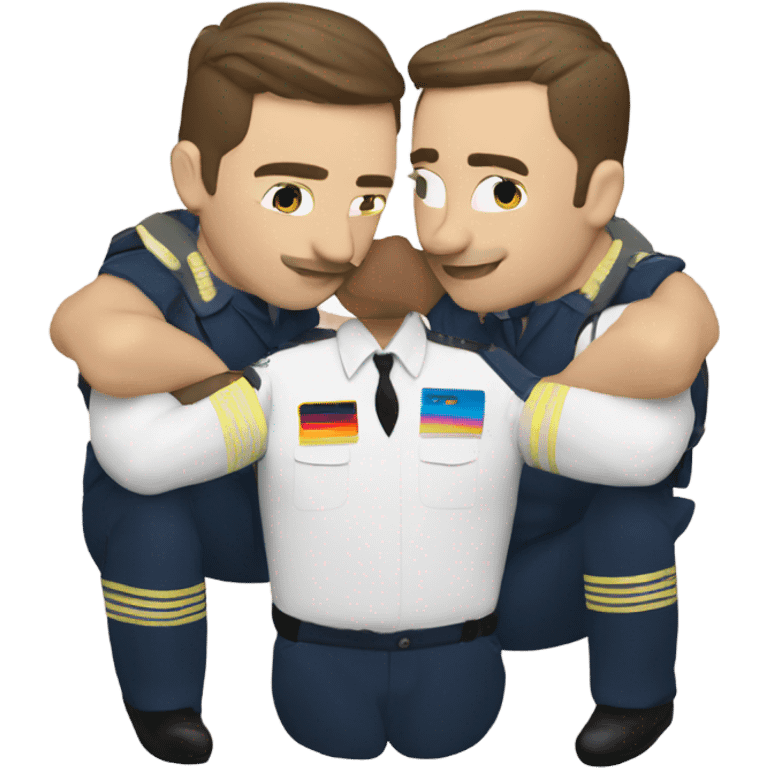 2 Caucasian male gay pilots kissing emoji