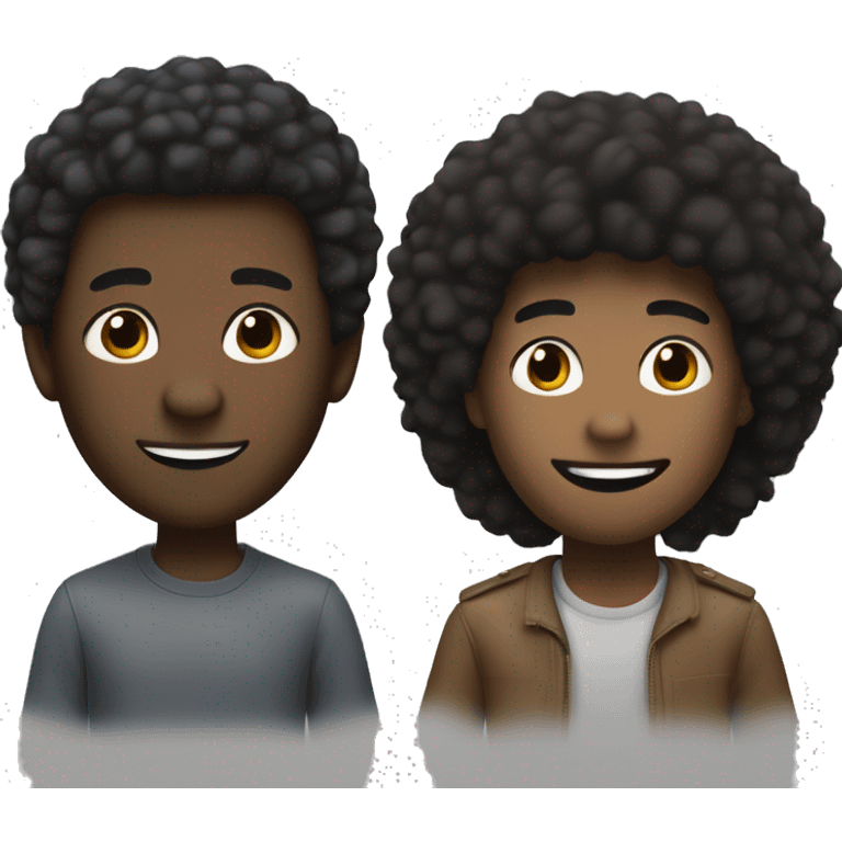 > "Create a Memoji representing a young black man, 19 years old, with dark skin and a mini afro. Half of his face is visible with soft features and a friendly smile, while the other half is partially covered by a Guy Fawkes mask. emoji