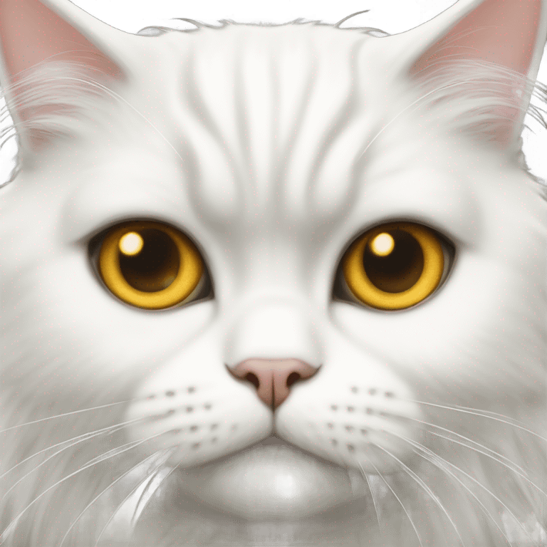 White persian cat with gold eyes emoji