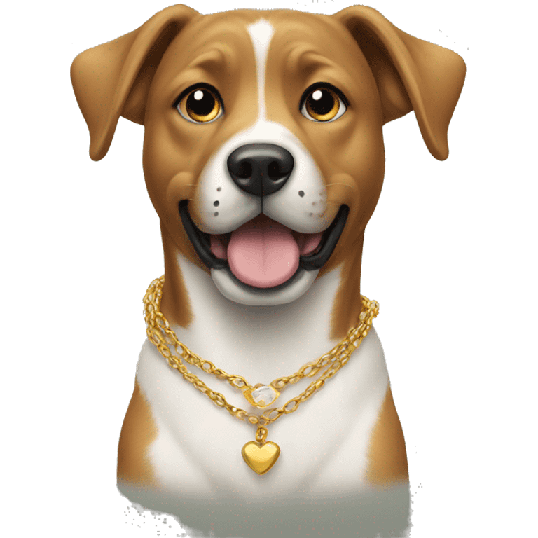 Dog wearing necklace emoji